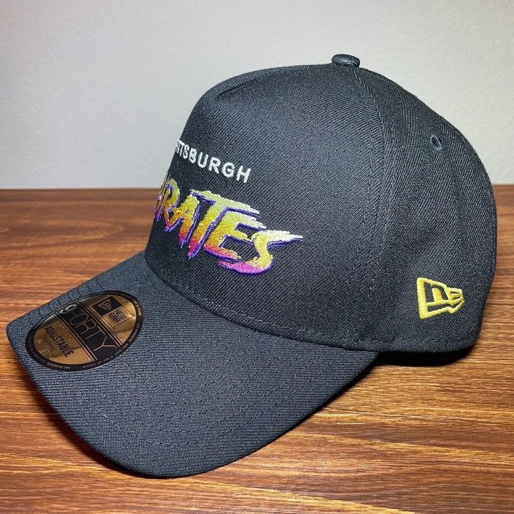 New Era Pittsburgh Pirates A-Frame Snapback Hat Black Yellow 9FORTY 1960 Patch
